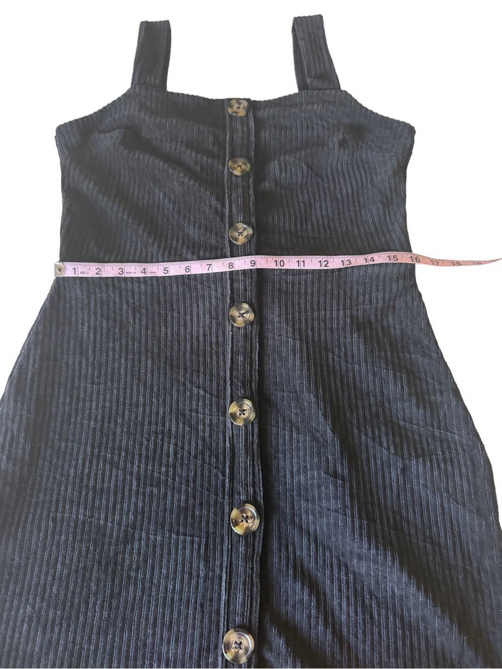 No Boundaries Black Corduroy Button-Front Mini Dress